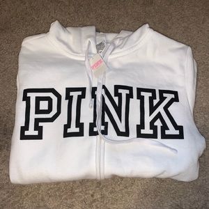 New pink white zip up